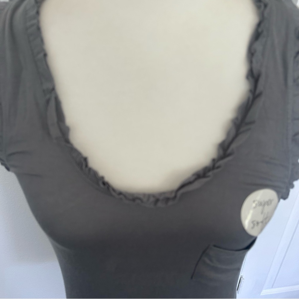 Charcoal Ruffle Trim Tank Top - Picture 2 of 9
